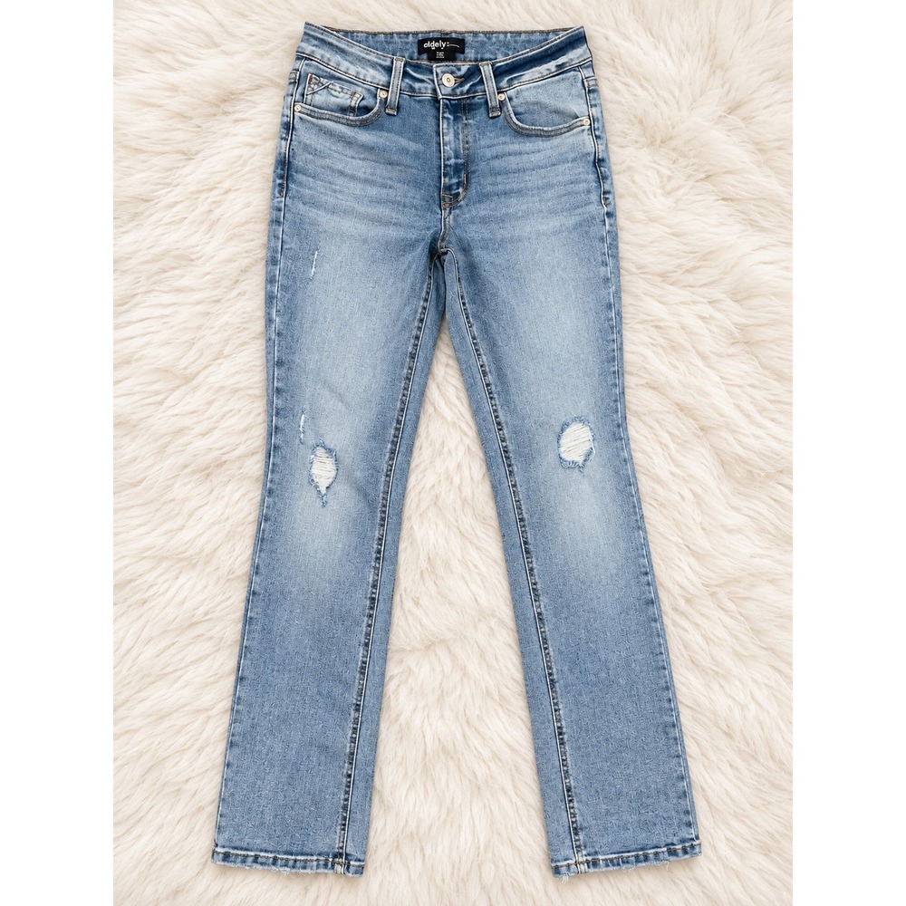 Edgely by Maurices Womens Slim Boot Mid Rise Distressed Light Wash Jeans Size 4R